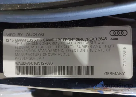 2016 Audi A6 2.0T Premium Plus from USA, damaged, VIN WAUDFAFC1GN127096